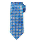 Basketweave Geometric-Print Silk Tie