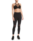 Ballistic Mesh-Panel Ribbed Sport Leggings