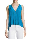 Jewel Sleeveless Silk Top, Blue