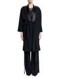 3/4-Sleeve Open-Front Coat, Black