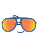 Drop Universal Fit Rubber Aviator Sunglasses, Blue/Orange