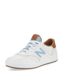 Leather Court Sneaker, White/Tan/Denim