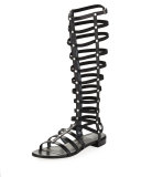 Gladiator Tall Leather Sandal, Black