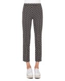 Franca Dot-Print Ankle Pants, Black/Cream