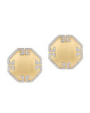 Metropolis 18k Octagon Diamond Button Clip Earrings
