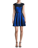 Ayma Embellished Skater Dress, Medium Blue 