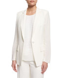 Lorelle One-Button Cotton/Silk Jacket, Cloud
