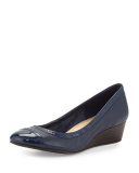 Elsie II Cap-Toe Wedge Pump, Blazer Blue