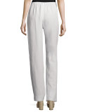 Straight-Leg Gauze Pants, White  