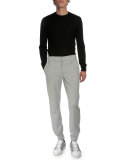 Banded-Cuff Cotton/Silk Jogger Pants, Gray