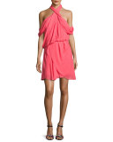 Lou Lou Draped Cold-Shoulder Cocktail Dress, Pink