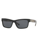 Men's Acoustic Core Check-Temple Rectangular Sunglasses