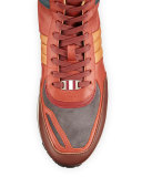 Asiaki Colorblock Leather High-Top Trainer Sneaker, Pumpkin