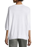 Crewneck Bracelet-Sleeve Cashmere Sweater