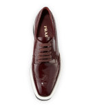 Patent Leather Lace-Up Creeper, Garnet (Granato)