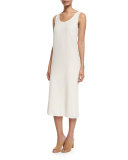 Nelly Raw-Edge Sleeveless Midi Dress, Ivory