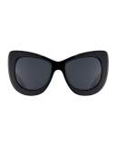 Queenie Mirrored Cat-Eye Sunglasses, Black