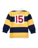 Striped Cotton Rugby Jersey, Gold, Size 9-24 Months