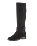 Giada Weatherproof Suede Knee Boot, Black