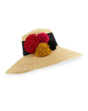 Mirasol Straw Pompom Sun Hat, Nude