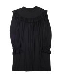 Long-Sleeve Ruffle-Trim Jersey Shift Dress, Navy, Size 3-8