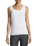 Geo Fil Coupé Scoop-Neck Shell, White