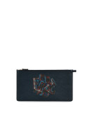 Fusion Logo-Graphic Leather Pouch, Navy