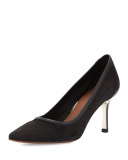Torin Perforated Pointed-Toe Pump, Black