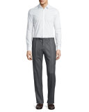 Wool Single-Pleat Trousers, Gray