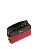Bicolor Leather Camera Crossbody Bag, Red/Black