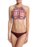 Rhapsody Printed High-Neck Halter Swim Top