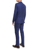Micro-Check Two-Piece Wool Suit, Blue