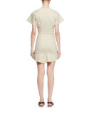 Neit Short-Sleeve Stretch Poplin Flounce Dress, Ecru