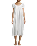 Jule Cap-Sleeve Long Nightgown, White