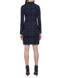 Eda Fitted Plaid Wool Jacket, Blue Jay