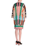 Ruffled Zigzag Pencil Skirt, Beige/Multi
