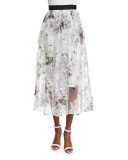 Floral-Print A-line Midi Skirt  