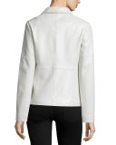 Asymmetric Zip-Front Leather Jacket, White