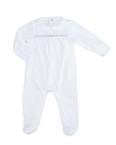 Collared Velour Footie Pajamas, White, Size 1-9 Months