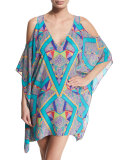 Uma Printed Open-Shoulder Caftan Coverup