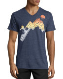 Gradient Sunset V-Neck T-Shirt, Navy