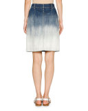Ombre Denim Skirt, Blue