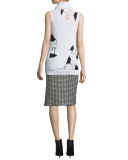 Crochet-Lace Pencil Skirt, Black/White