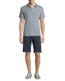 Knit Drawstring Raw-Edge Shorts, Navy