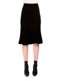 Jones Bias-Cut Flounce-Hem Skirt, Black