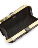 Sara Faceted Shell Minaudiere, Black/Violet