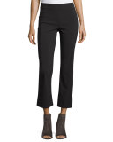 Leo Cropped Flare-Leg Pants, Black