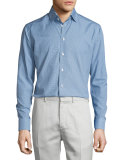 Golf-Club Print Long-Sleeve Sport Shirt, Blue