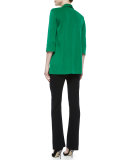 3/4-Sleeve Wing-Collar Jacket, Green