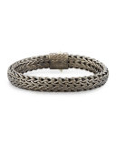 Men's Flat Classic Chain Bracelet, Dark Silver